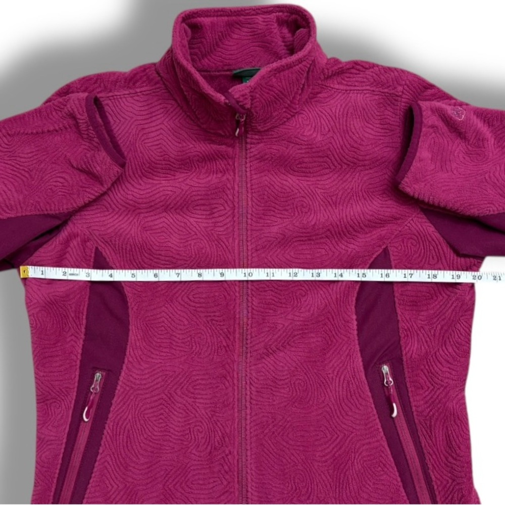 L.L. Bean Textured Fleece Jacket Pink Berry Floral Trim M - Picture 8 of 12